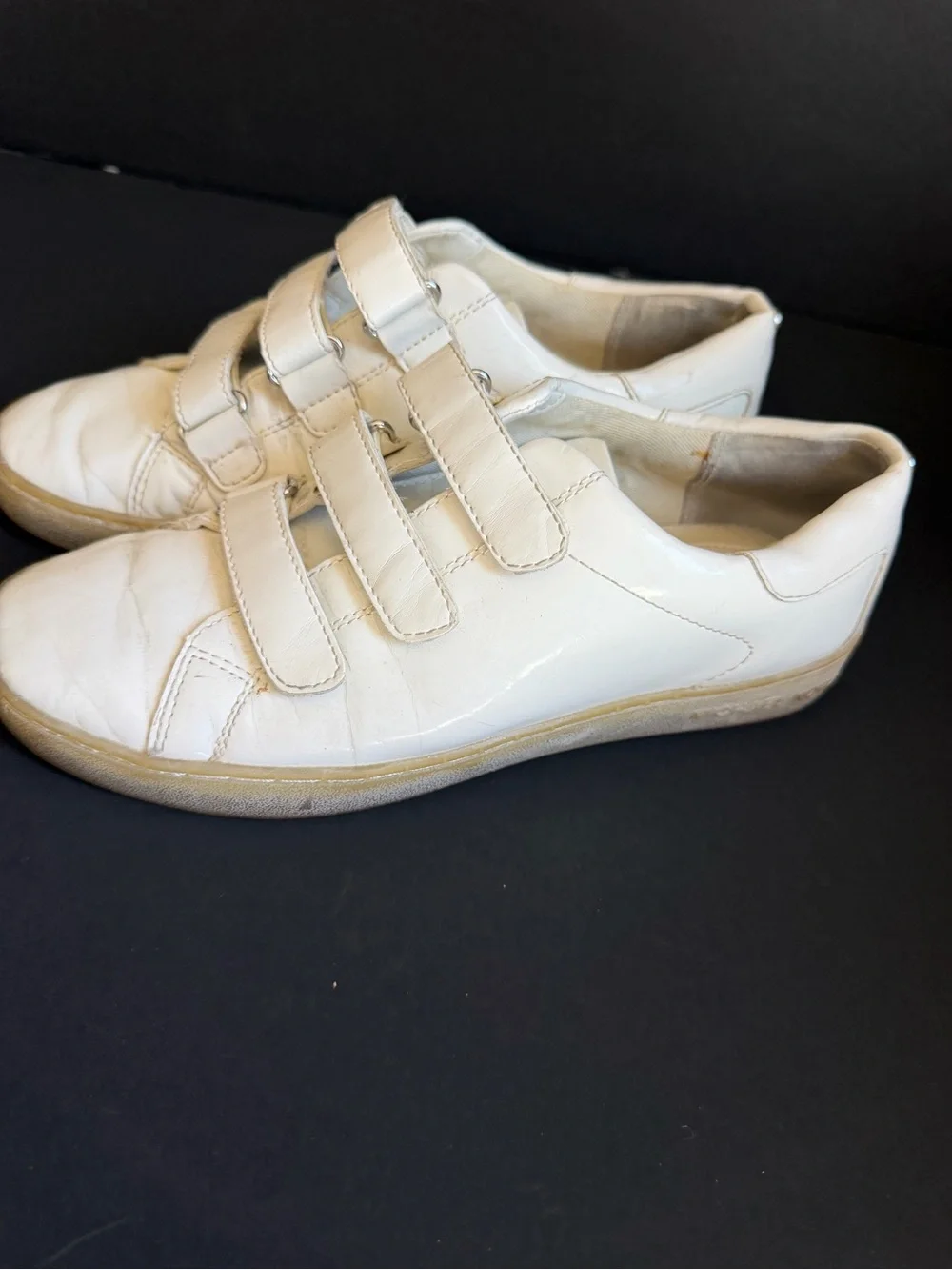 Michael Kors White Patent Leather Velcro Sneakers